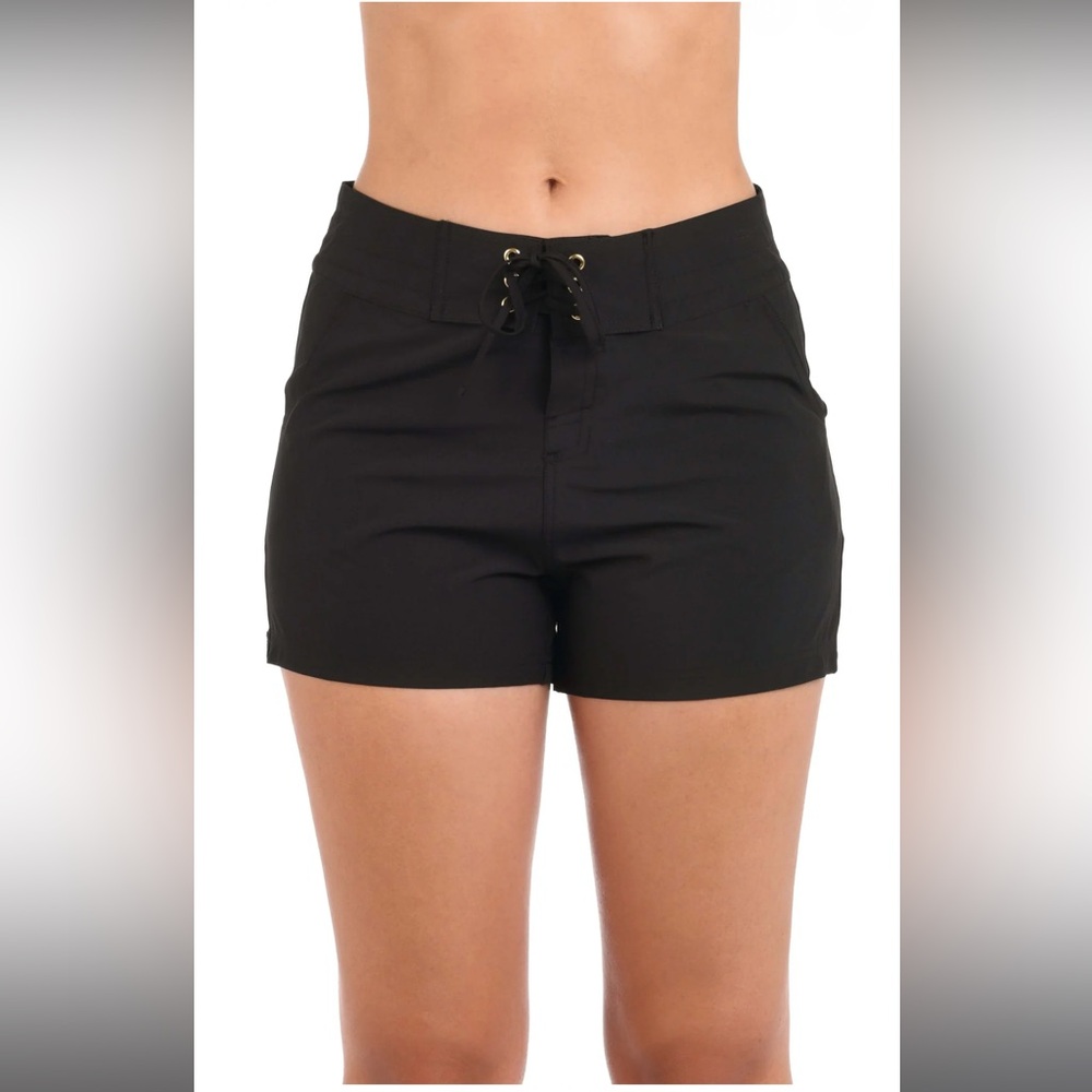 La Blanca Black Lace-Up Shorts Size XL
